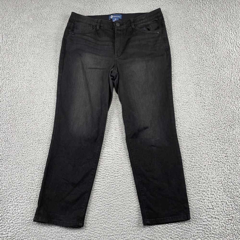 Democracy Jeans Women 16 Black Ab solution Straight Leg Stretch Casual Denim